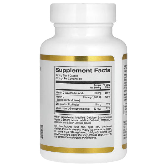 California Gold Nutrition, Immune 4, Suporte ao Sistema Imunológico, 60 Cápsulas Vegetais