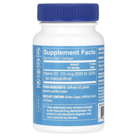 The Vitamin Shoppe, Vitamina D3, 125 mcg (5.000 UI), 100 Cápsulas Softgel