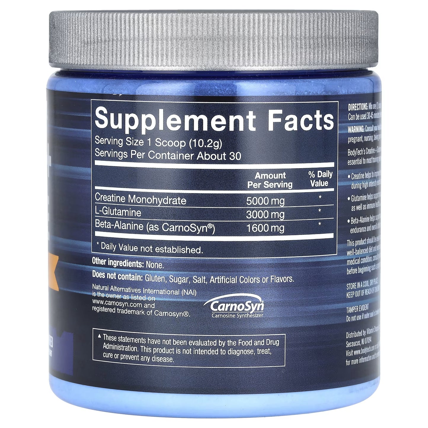 BodyTech, Creatina + Glutamina com Beta-Alanina, Sem Sabor, 306 g (10,8 oz)