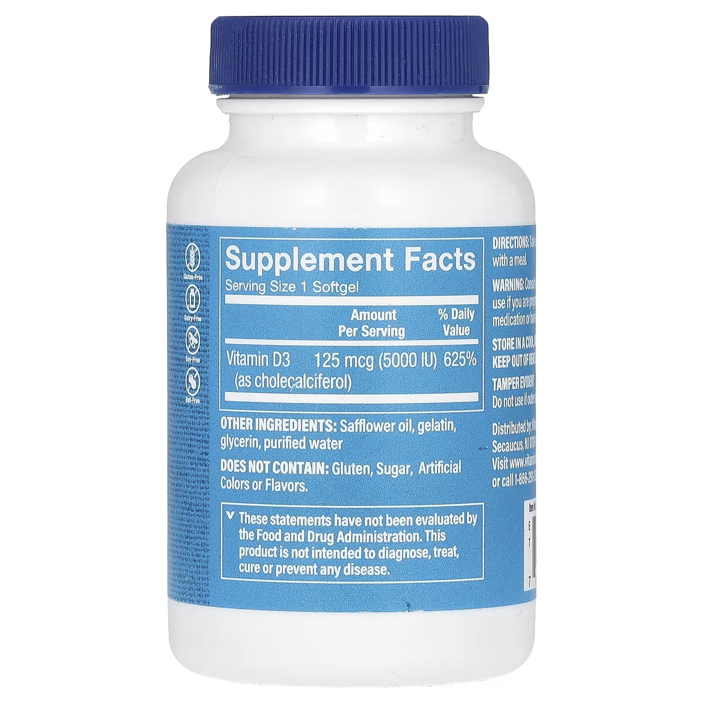 The Vitamin Shoppe, Vitamina D3, 125 mcg (5.000 UI), 200 Cápsulas Softgel