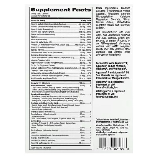 Ultamins Men’s 50+ Multivitamínico Completo – Energia, Imunidade e Saúde Masculina | 60 Cápsulas Vegetais