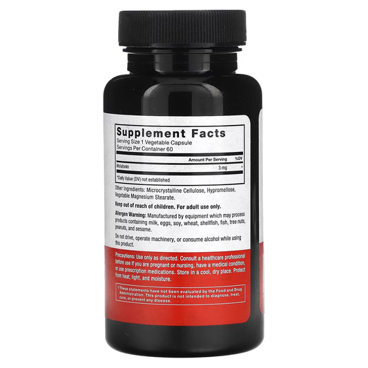 Force Factor, Melatonina, 3 mg, 60 Cápsulas Vegetais