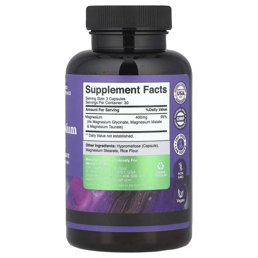 Nature's Craft, Complexo Triplo de Magnésio, 90 Cápsulas (133 mg por Cápsula)