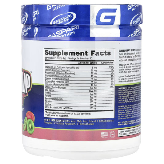 Gaspari Nutrition, SuperPump™ Sport, Pré-Treino Hidratante, Goiaba e Kiwi, 240 g (8,47 oz)