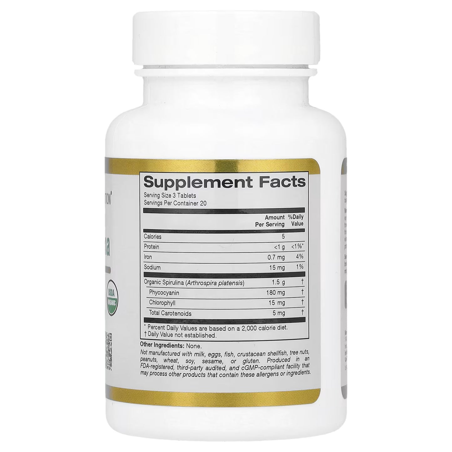 California Gold Nutrition, Espirulina Orgânica, 1.500 mg, 60 Comprimidos (500 mg por Comprimido)
