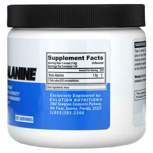 EVLution Nutrition, Beta-Alanina, Sem Sabor, 200g