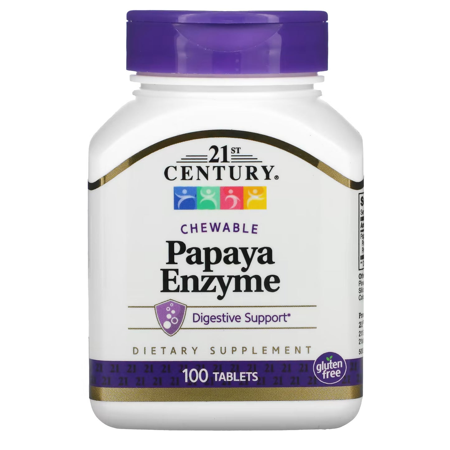 21st Century, Papaya Enzyme, 100 Tablets Mastigáveis