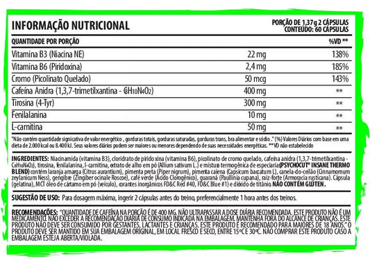 Psycholabz, #Psycho Cut Insane Fat Assasin, 60 cápsulas