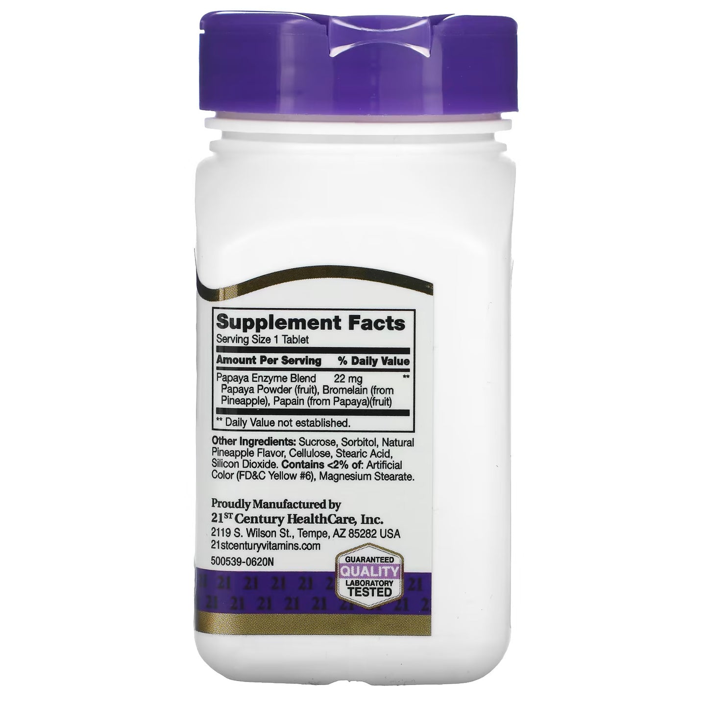 21st Century, Papaya Enzyme, 100 Tablets Mastigáveis