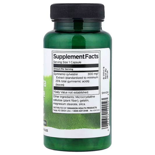 Gymnema Sylvestre Extract Swanson 300mg – Controle da Glicose e Apoio Metabólico (90 Cápsulas)