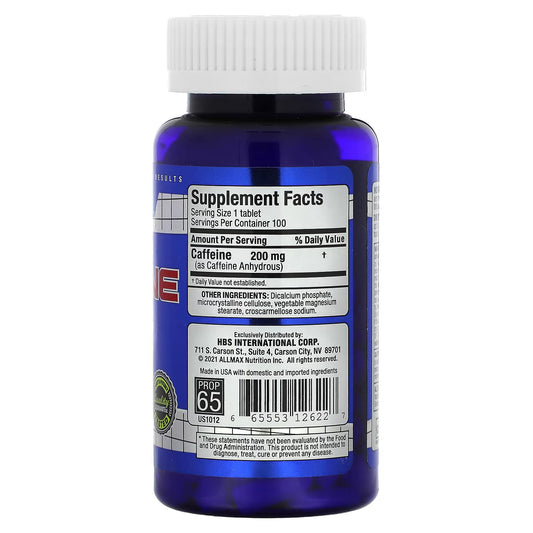 ALLMAX Nutrition, Cafeína, 200 mg, 100 comprimidos