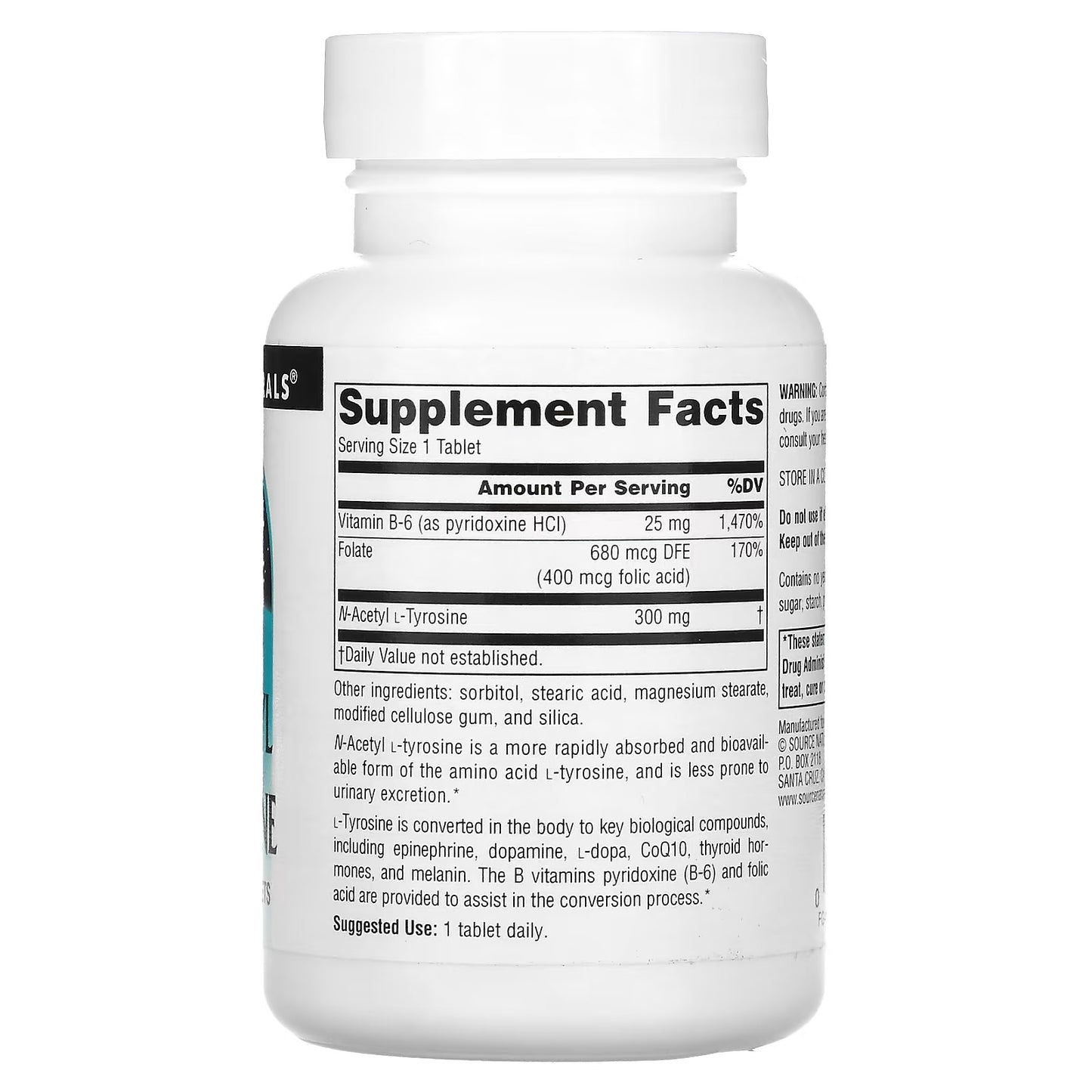 Source Naturals, N-acetil L-tirosina, 300 mg, 120 Tabletes