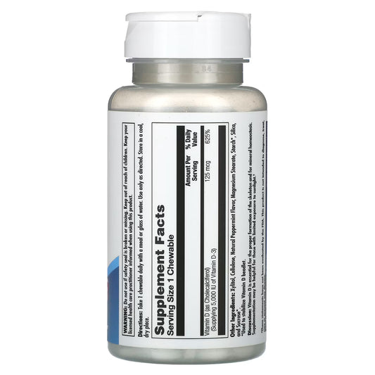 KAL, D-3, Sabor Hortelã-Pimenta, 125 mcg (5.000 UI), 60 Mastigáveis