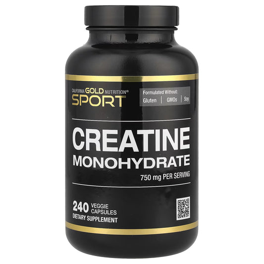 California Gold Nutrition Sport, Creatina, 750 mg, 240 Cápsulas Vegetais