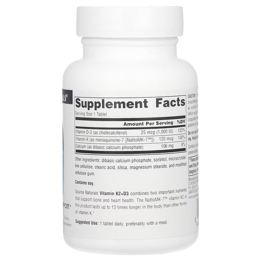 Source Naturals, Vitamina K2+D3, 60 comprimidos