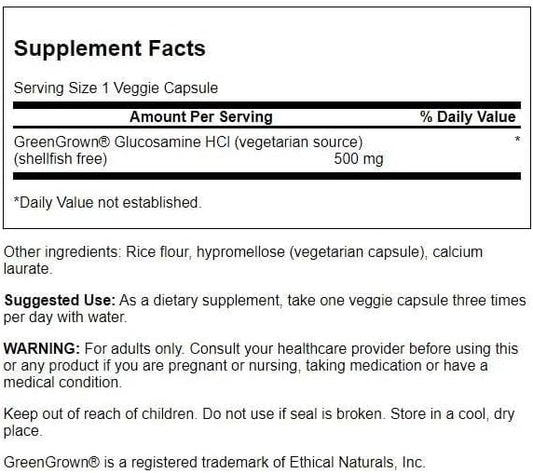 Glucosamina Vegetariana Swanson 500 mg – Saúde das Articulações (90 Cápsulas Veganas)