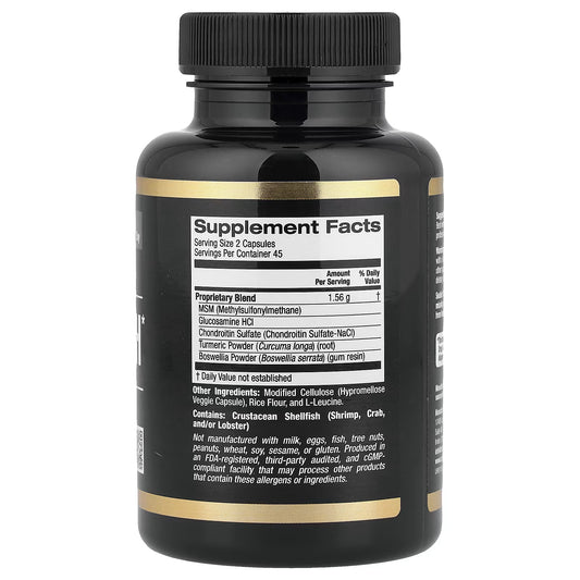 California Gold Nutrition, Sport, Saúde das Articulações com MSM, Cloridrato de Glicosamina, Sulfato de Condroitina, Cúrcuma e Bosvélia, 90 Cápsulas Vegetais