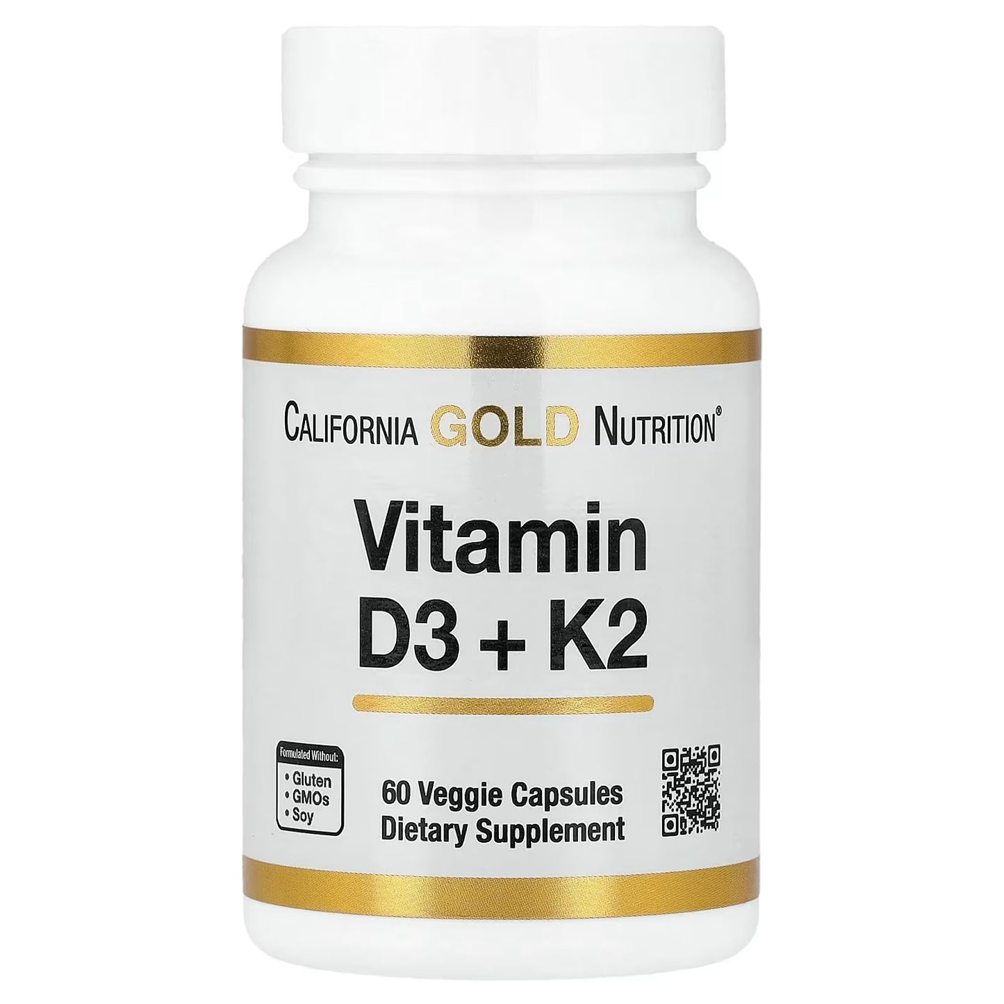 California Gold Nutrition, Vitamina D3 + K2, 60 Cápsulas Vegetais