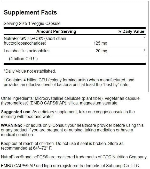 ProLacto Acidophilus Swanson 4 Bilhões CFU – Probiótico para Saúde Digestiva | 60 Cápsulas