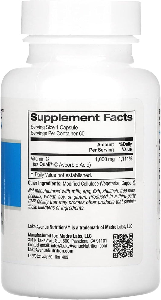 Lake Avenue Vitamina C, Quali-C, 1.000 mg, 60 Cápsulas