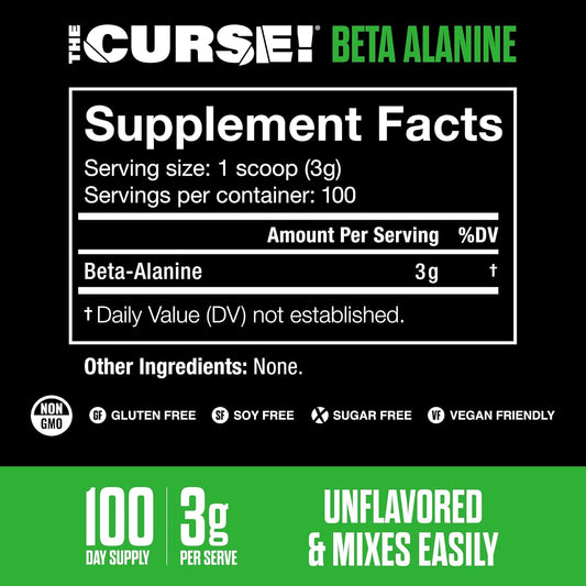 The Curse Beta Alanine – 3g por Dose | 300g | 100 Doses | Pó Puro