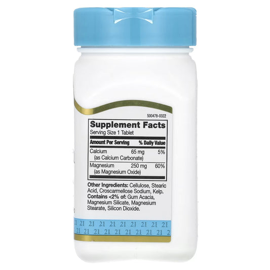 21st Century, Magnésio, 250mg, 110 comprimidos