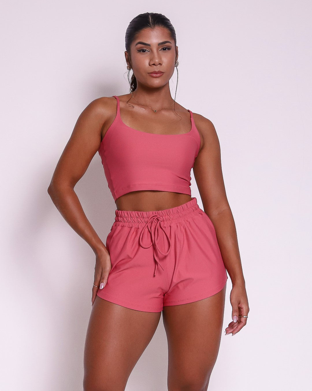 Conjunto Short Boxer Rosê, Tamanho Único