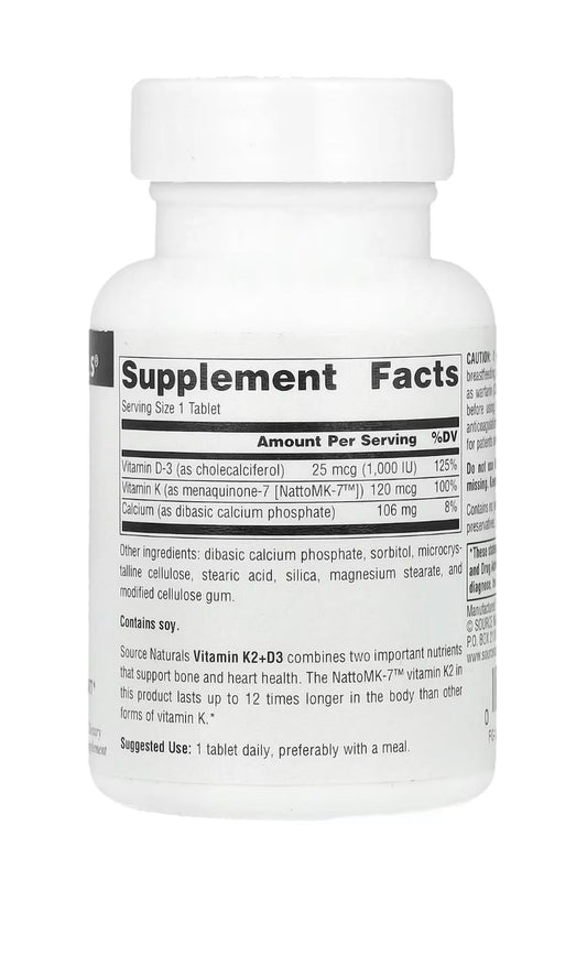 Source Naturals, Vitamina K2-D3, 30 comprimidos