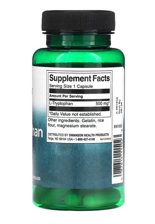 Swanson, L-Tryptophan, 500mg, 60 capsulas