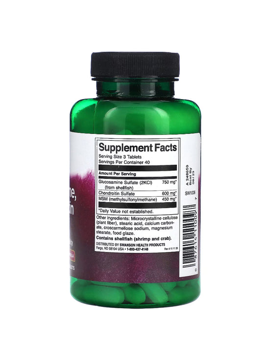 Swanson, Condroitina glucosamina e MSM, 120 Comprimidos