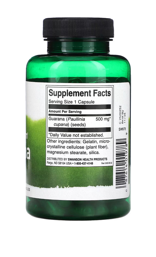 Swanson, Full Spectrum Guarana, 500mg, 100 capsulas
