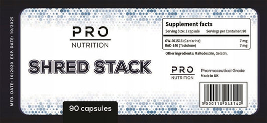 Pro Nutrition SHRED STACKGW-501516 (Cardarine) 7 mg RAD-140 (Testolona) 7 mg 90 cápsulas