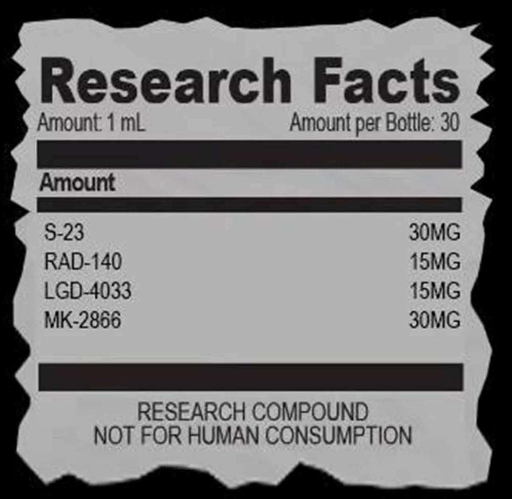 Pure Mass Stack 4 em 1 – S-23 30mg • MK-2866 30mg • RAD-140 15mg • LGD-4033 15mg por mL