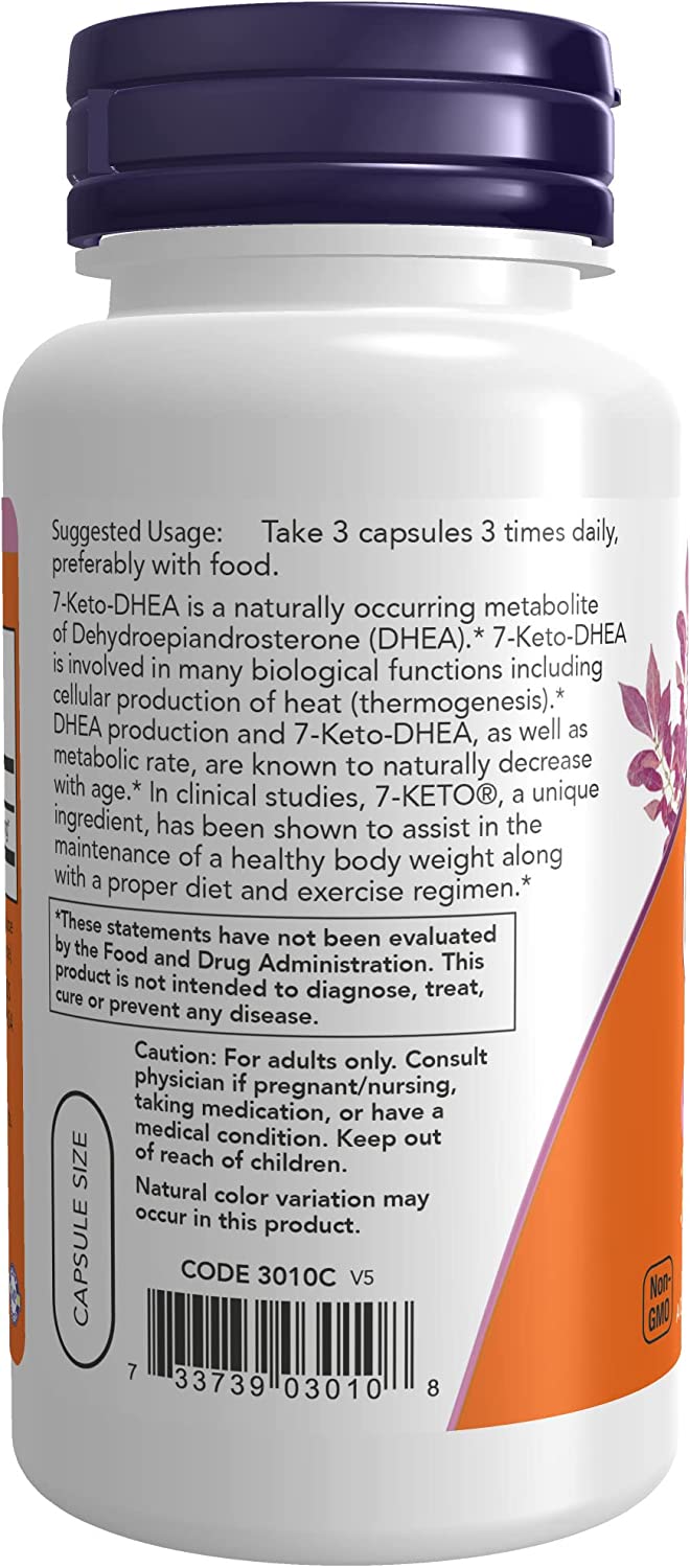 NOW Supplements 7-Keto (DHEA Acetate-7-one) 25 mg 90 cápsulas