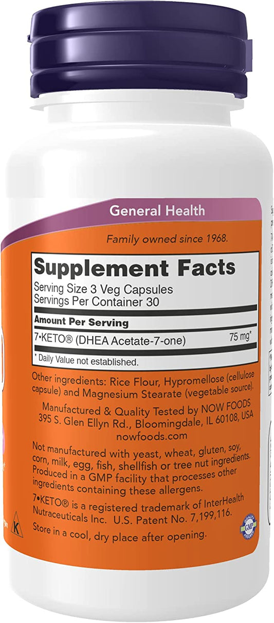 NOW Supplements 7-Keto (DHEA Acetate-7-one) 25 mg 90 cápsulas