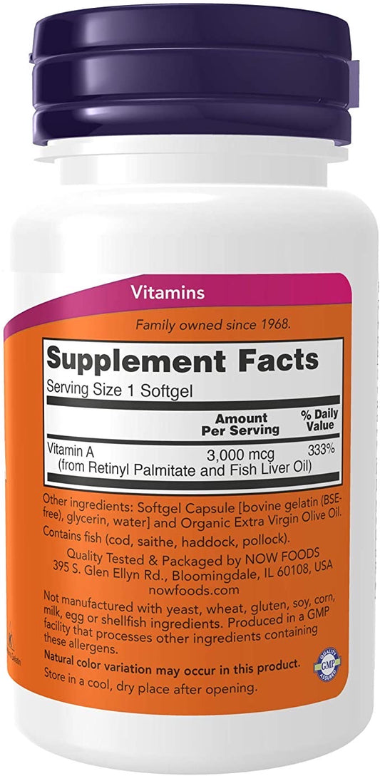 NOW Supplements, Vitamin A 10.000 UI, Eye Health *, Essential Nutrition, 100 Softgels