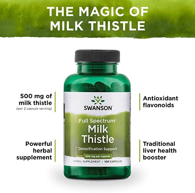 Swanson, Spectrum Milk Thistle, 500 mg, 100 cápsulas
