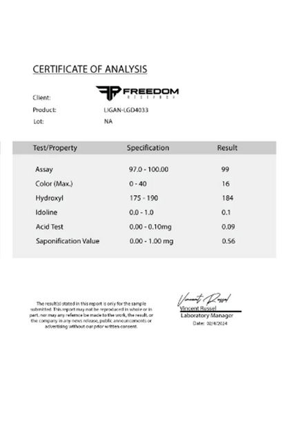 Freedom Research LIGANDROL LGD 4033 60 Capsul 6mg Made ın Usa
