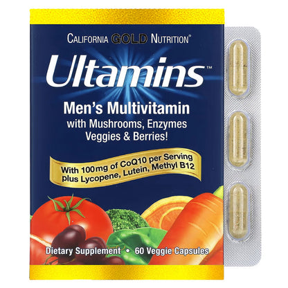 Ultamins Men’s 50+ Multivitamínico Completo – Energia, Imunidade e Saúde Masculina | 60 Cápsulas Vegetais
