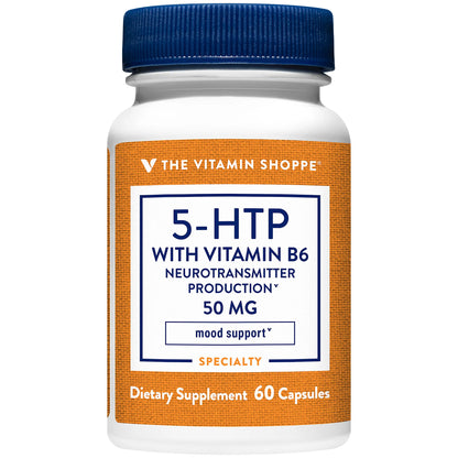 5-HTP com Vitamina B6 50mg – The Vitamin Shoppe | Suporte ao Humor e Bem-Estar | 60 Cápsulas
