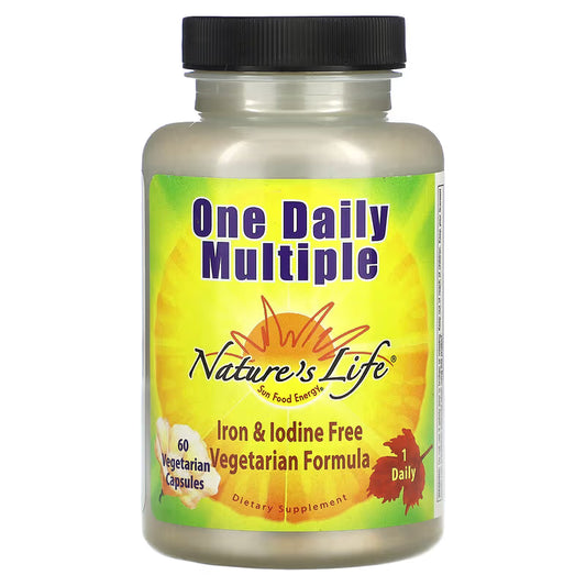 One Daily Multiple Nature’s Life – Multivitamínico Diário Vegano Sem Ferro e Iodo (60 Cápsulas)