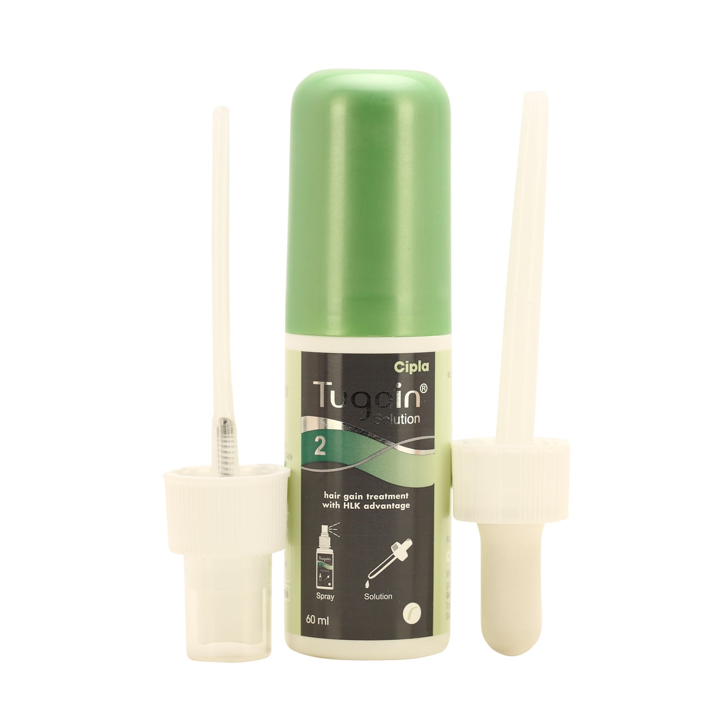 Tugain, Minoxidil 2%, 60ml, com spray e conta gotas