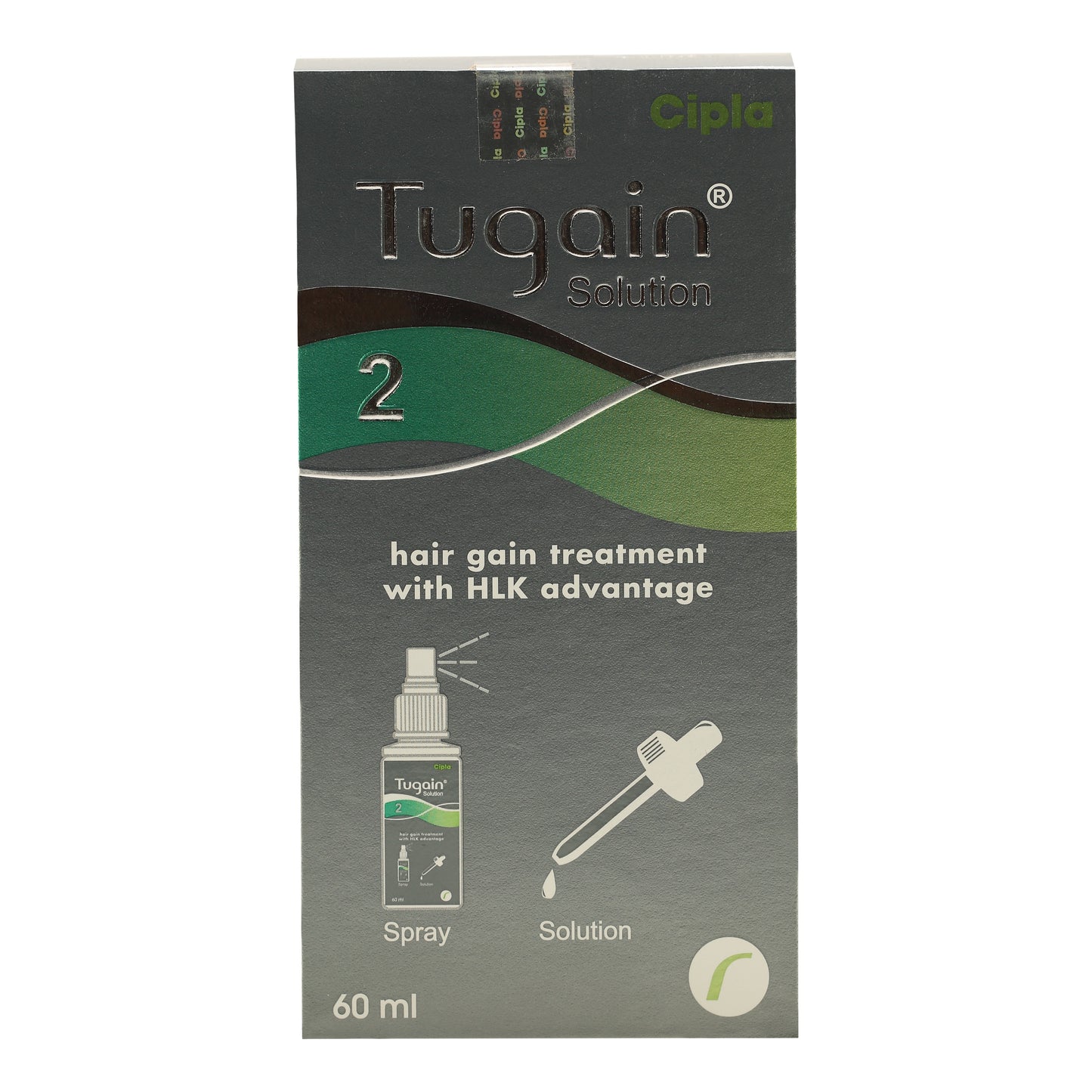 Tugain, Minoxidil 2%, 60ml, com spray e conta gotas