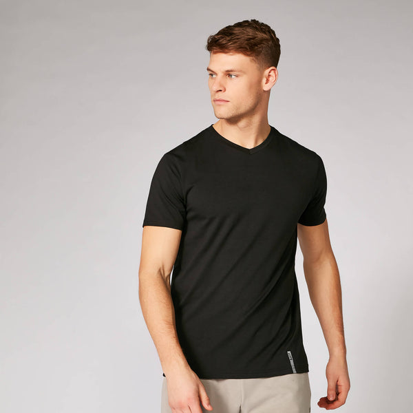 Luxe Classic V-Neck T-Shirt - Black SIZE XXL