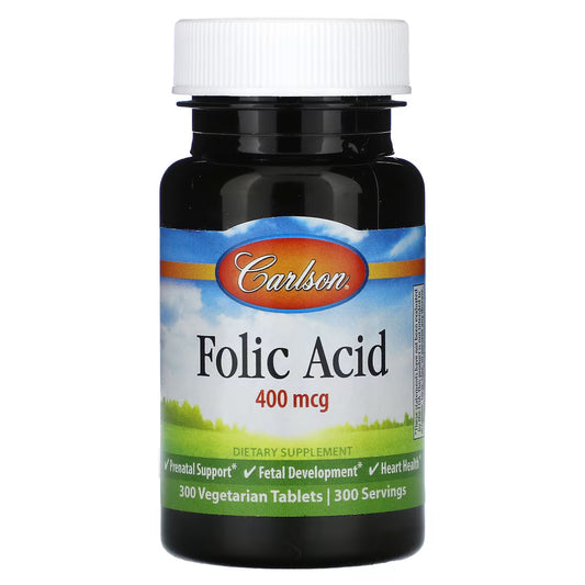Carlson, Ácido Fólico, 400 mcg, 300 Comprimidos Vegetarianos