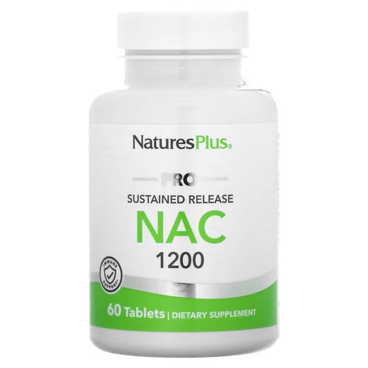 NaturesPlus, Pro NAC 1200, Liberação Gradual, 1.200 mg, 60 Comprimidos (600 mg por Comprimido)