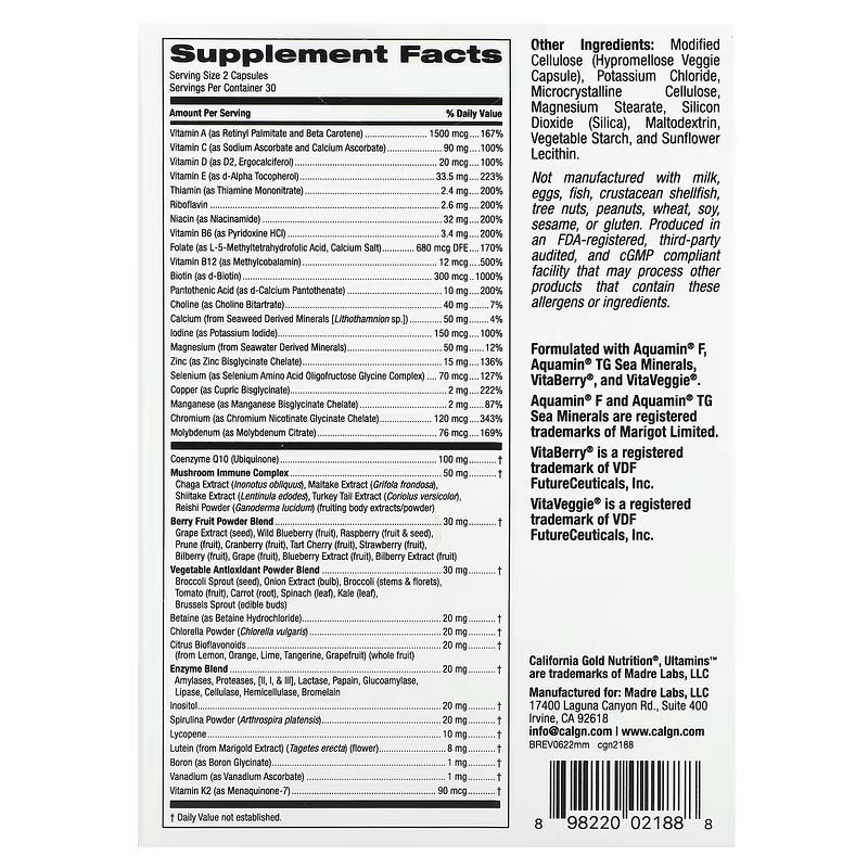 Ultamins Men’s 50+ Multivitamínico Completo – Energia, Imunidade e Saúde Masculina | 60 Cápsulas Vegetais