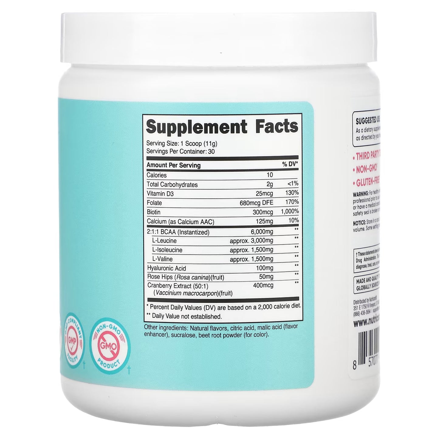 Nutricost, Mulheres, BCAA, Limonada de Morango, 330 g (11,6 oz)