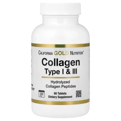 Lake Avenue, Colágeno Hidrolisado Tipos I e III, 3.000 mg, 60 Comprimidos (1.000 mg por Comprimido)