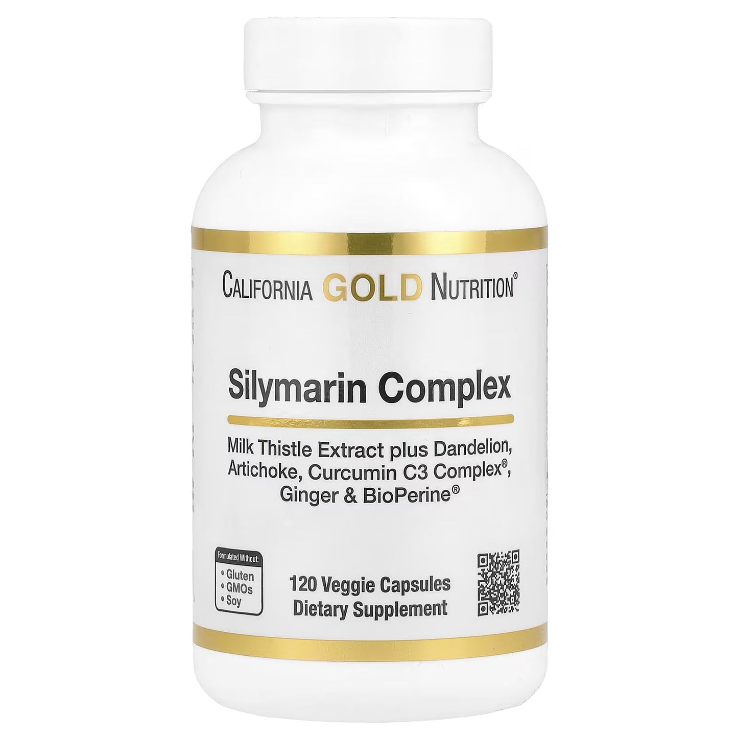 California Gold Nutrition, Complexo de Silimarina, Extrato de Cardo Mariano com Dente-de-Leão, Alcachofra, Curcumina C3 Complex®, Gengibre e BioPerine®, 120 Cápsulas Vegetais